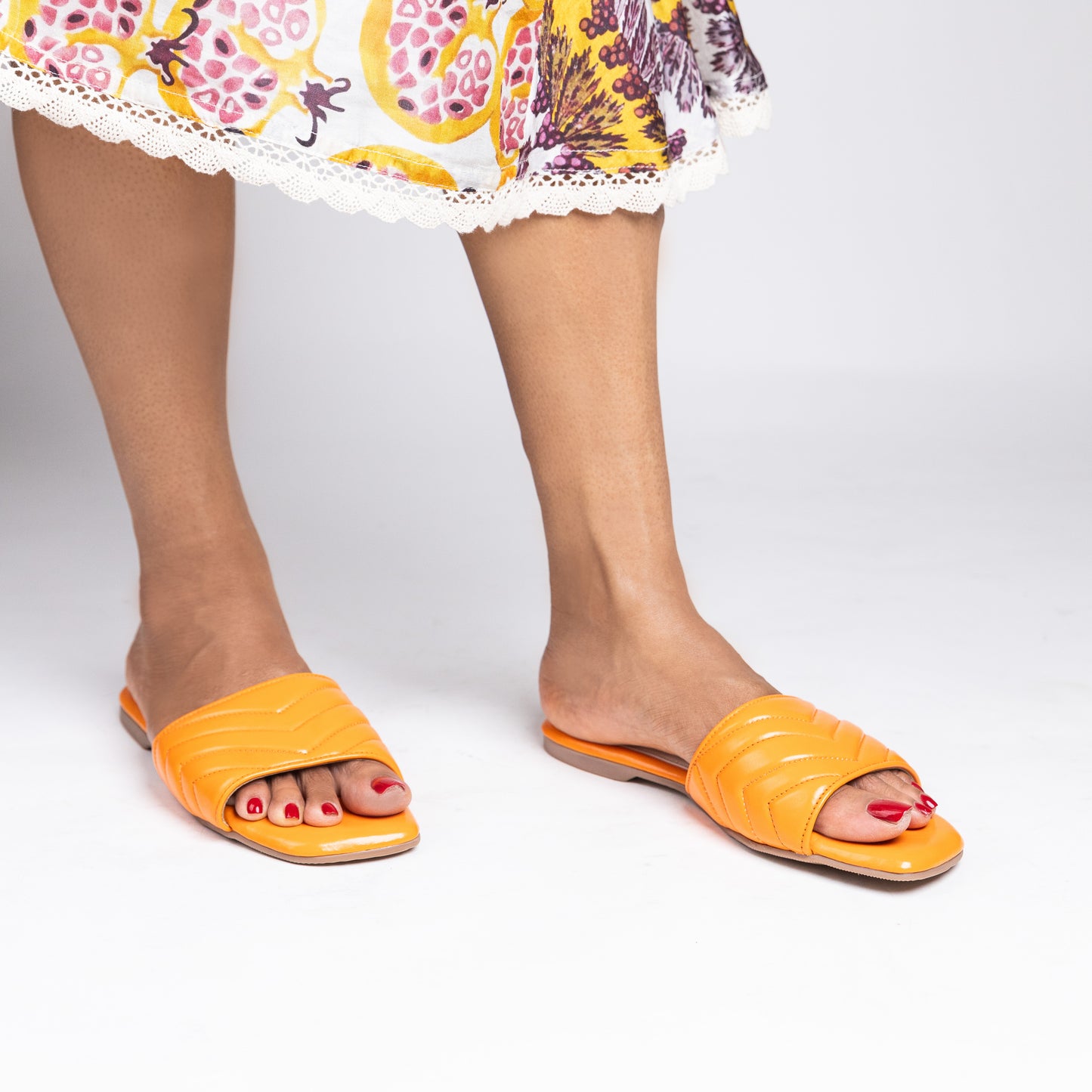 Faux Leather Vegan Off White Quilted Sandals