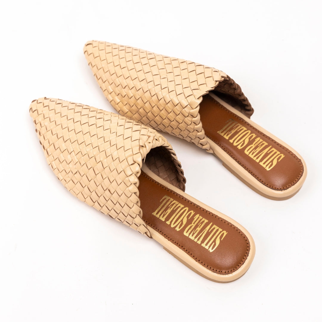 Natural Beige Pure Leather Mules