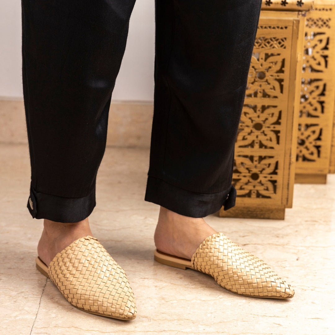 Natural Beige Pure Leather Mules