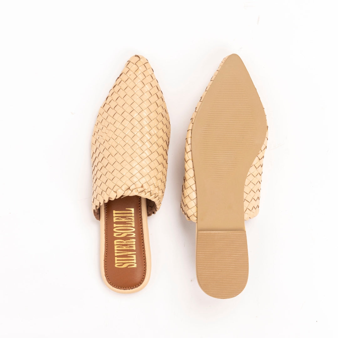 Natural Beige Pure Leather Mules