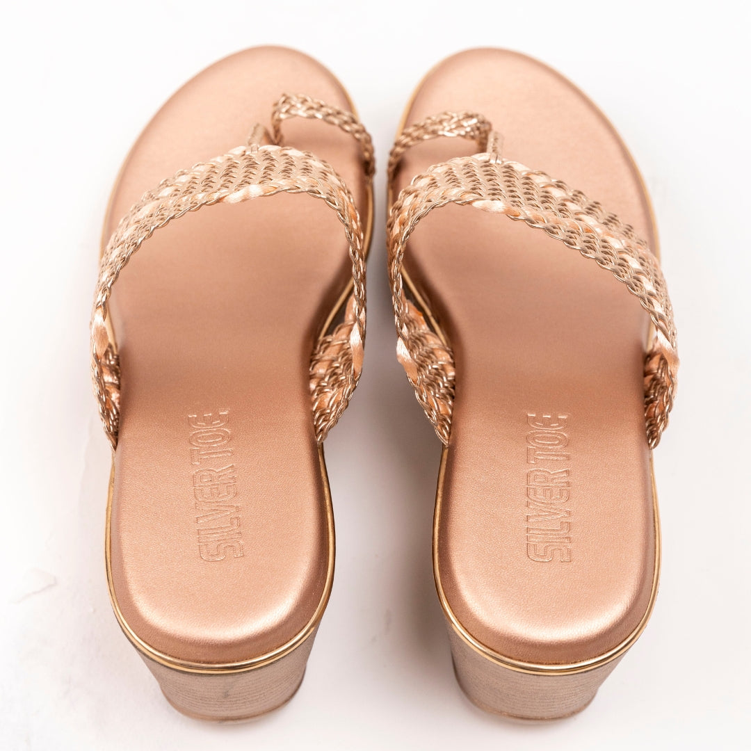 Vegan Black Braided Wedge Sandals