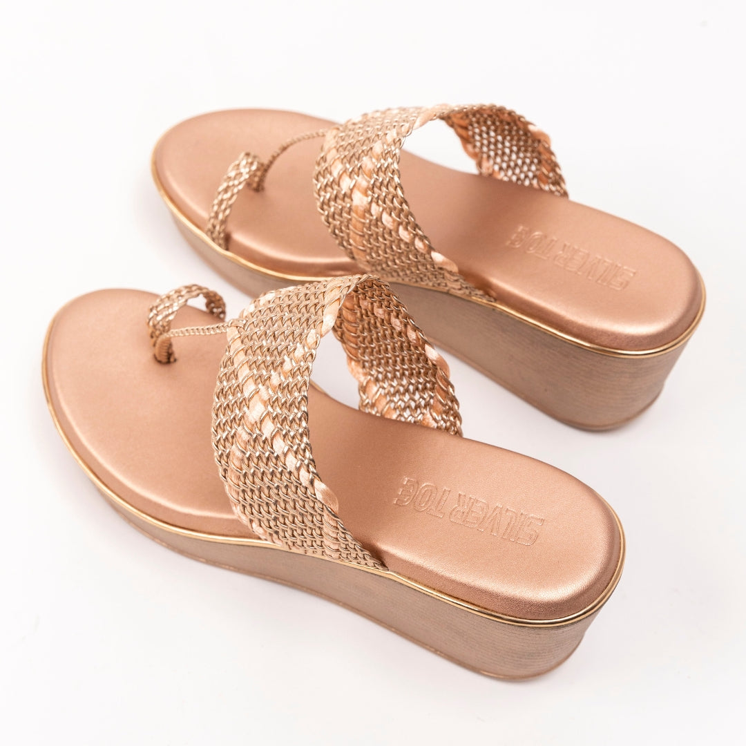 Vegan Black Braided Wedge Sandals