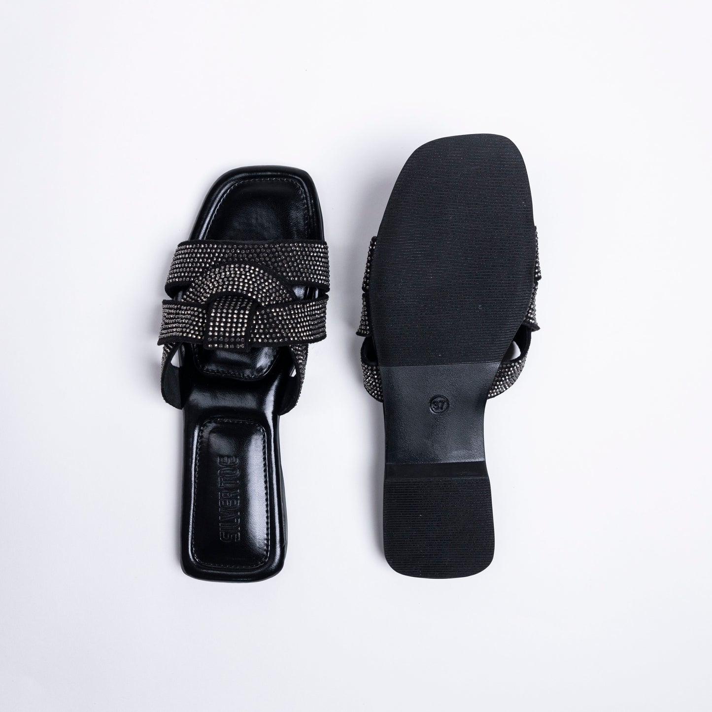 Faux Leather Vegan Overlap Embellished Sandals