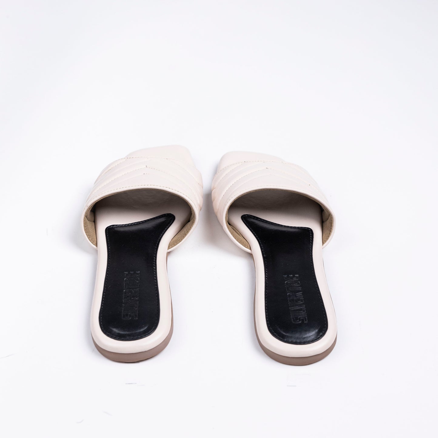 Faux Leather Vegan Off White Quilted Sandals