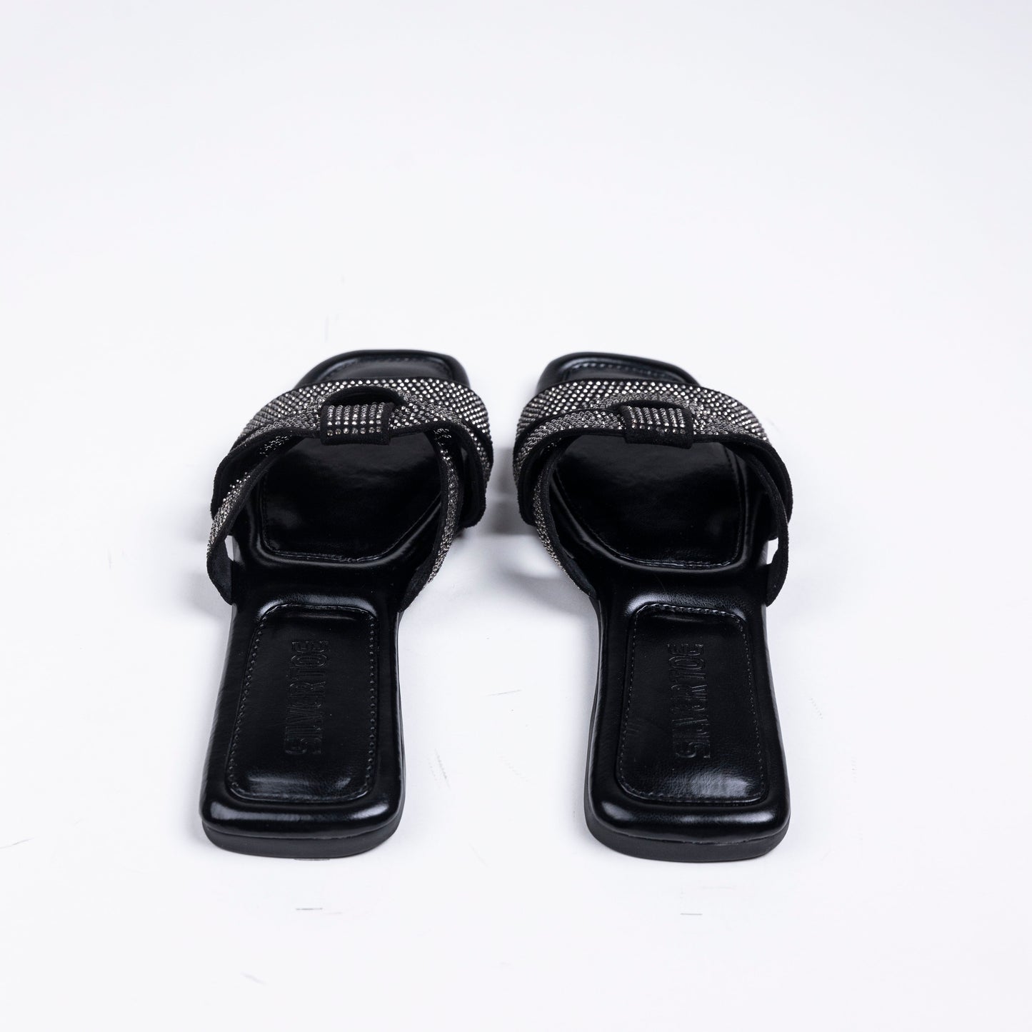 Faux Leather Vegan Overlap Embellished Sandals