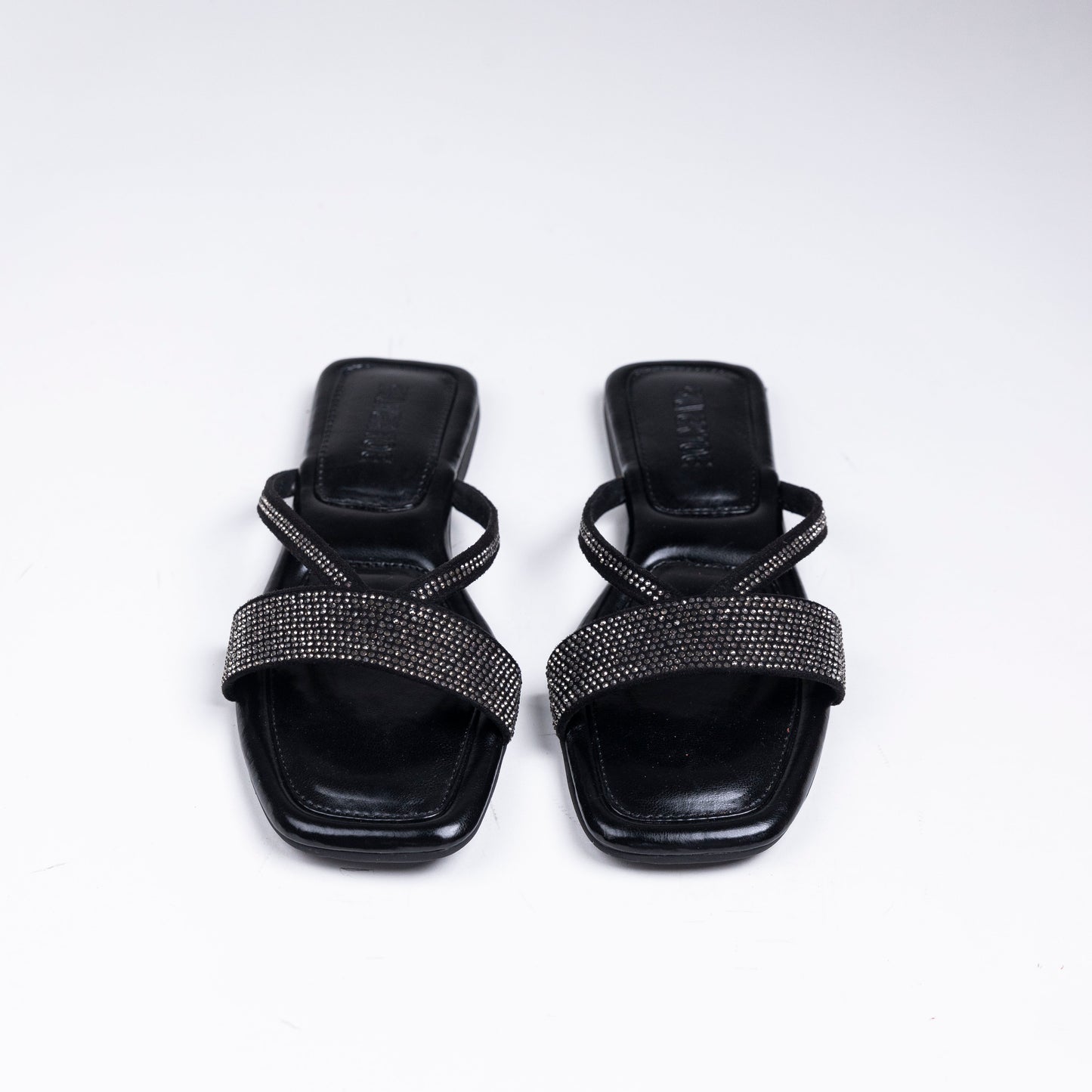 Faux Leather Vegan Black Strappy Sequins Sandals