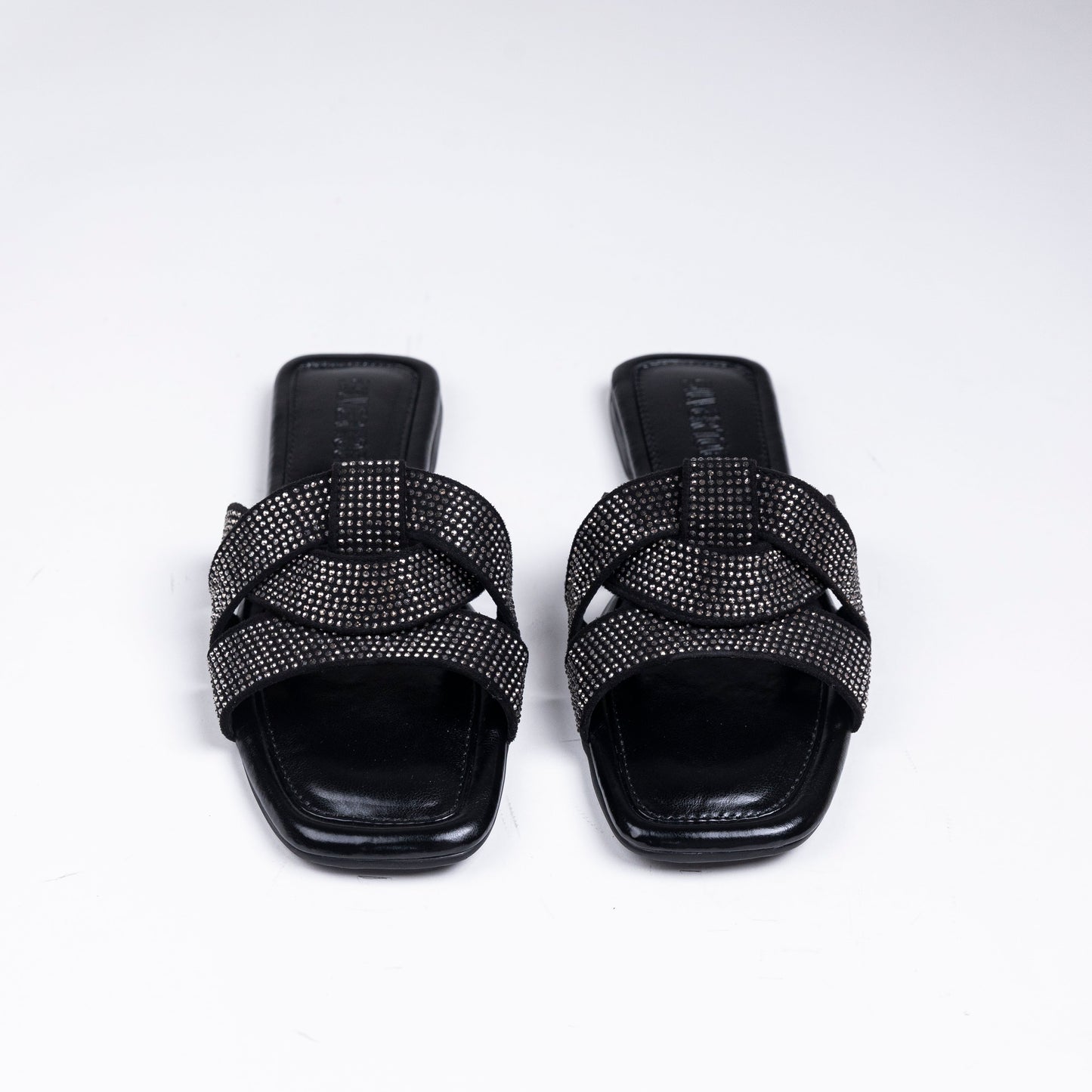 Faux Leather Vegan Overlap Embellished Sandals