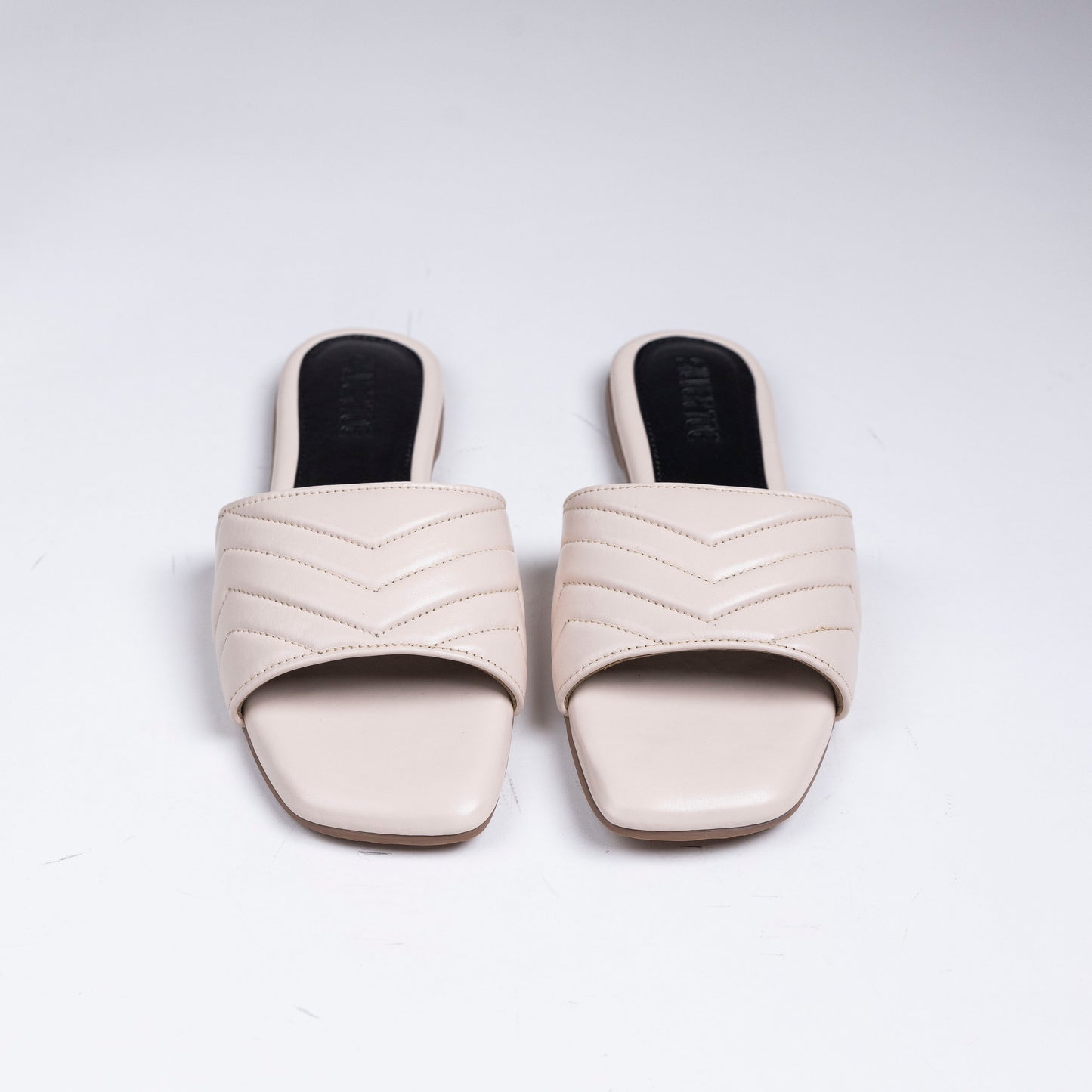 Faux Leather Vegan Off White Quilted Sandals