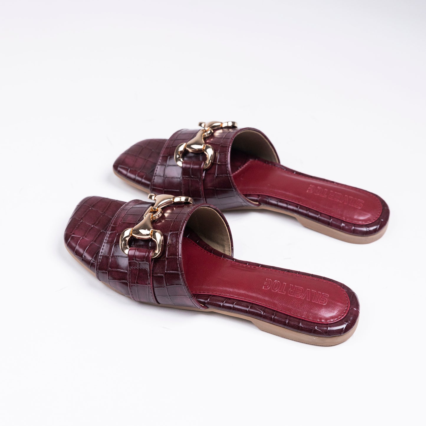 Faux Leather Vegan Cherry Croco Horseshoe Sandals