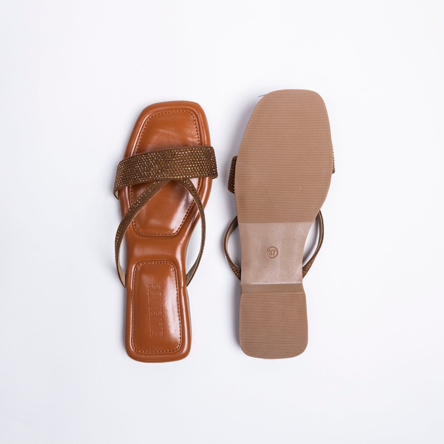 Faux Leather Vegan Black Strappy Sequins Sandals