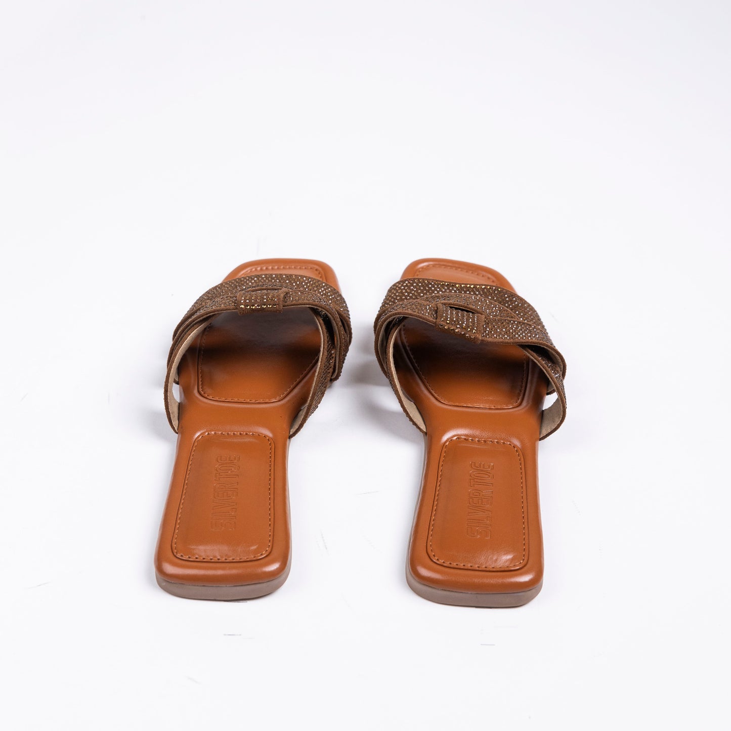 Faux Leather Vegan Overlap Embellished Sandals