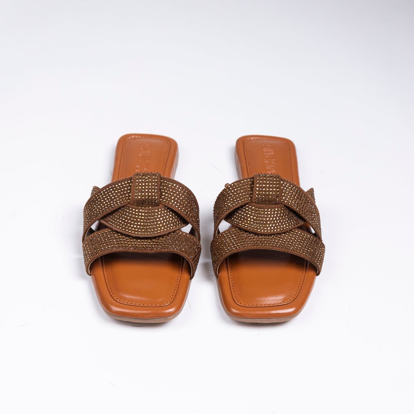 Faux Leather Vegan Overlap Embellished Sandals